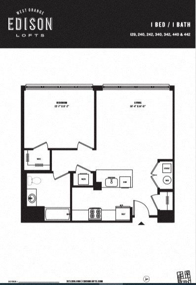 a floor plan of a 1 bedroom apartment